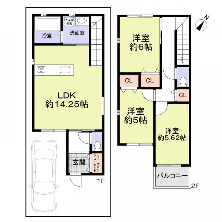 【建物参考プラン】1階部分：39.33平米 2階部分：43.47平米参考価格：1790万円(税別)