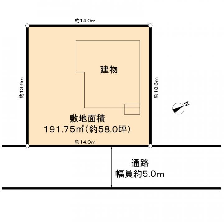 間口約14.0M/駐車スペース3台分/前面通路幅員約5.0M