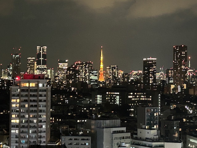 バルコニーより東京タワーの夜景を望む