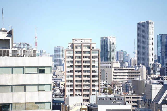 東京タワー、東京スカイツリーを同時に望める贅沢な眺望
