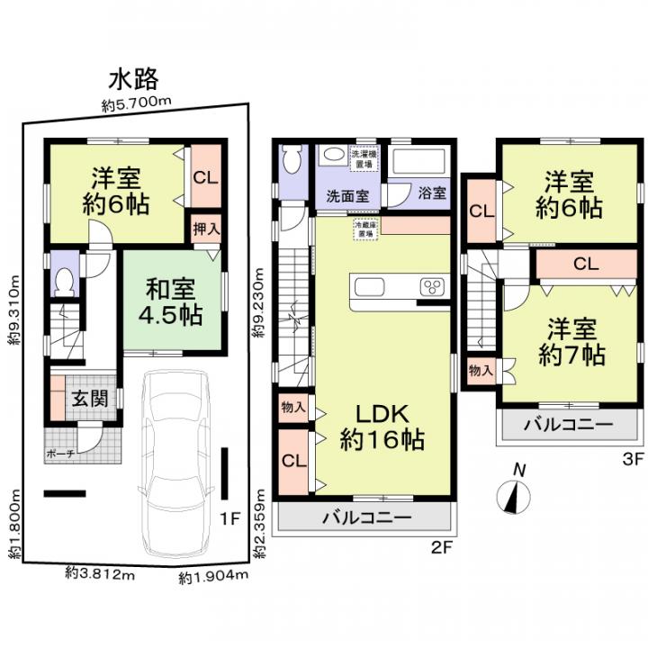 建物プラン　建延：97.2平米　建物価格：1800万円　消費税・外構工事費含む