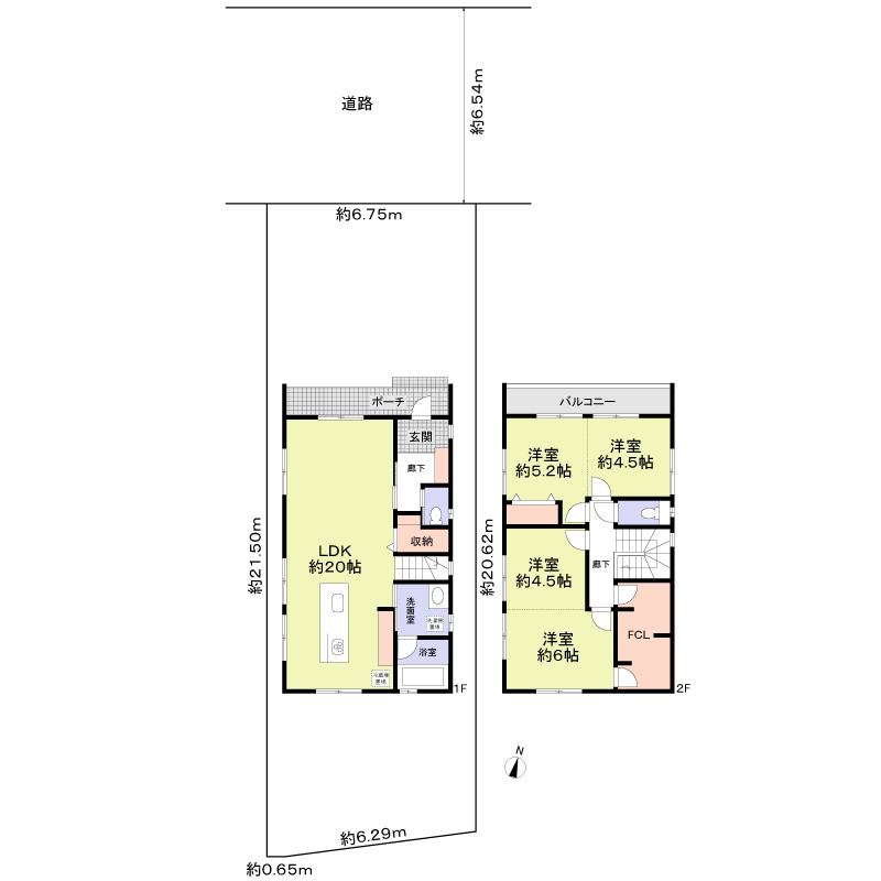 建物プラン例（A区画）建物価格1954万円(税抜)、建物面積99.38平米