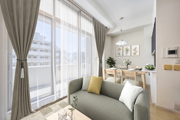 別角度のLDK(CGで作成したリフォーム・家具設置イメージです)