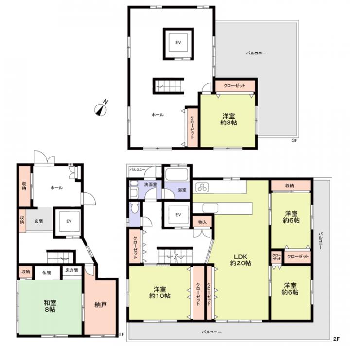 東側建物間取り 鉄骨造3階建